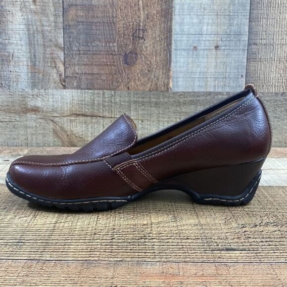Bjorndal Noelle Leather Upper Brown Slip On‎ Wedge Loafers 136244 Womens 10M - Picture 5 of 13